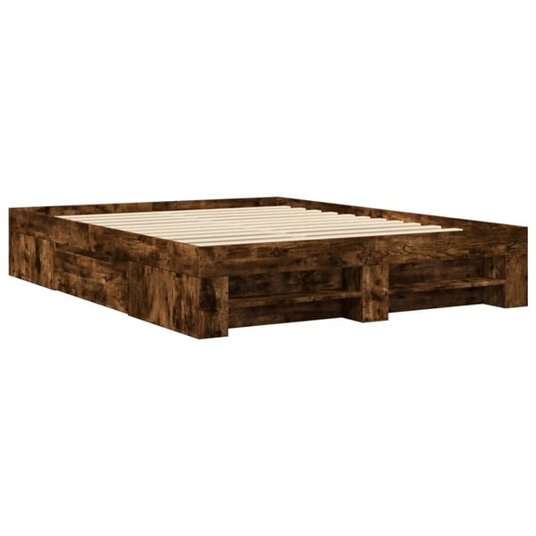 vidaXL sengestel 150x200 cm konstrueret træ røget eg