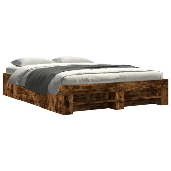 vidaXL sengestel 150x200 cm konstrueret træ røget eg