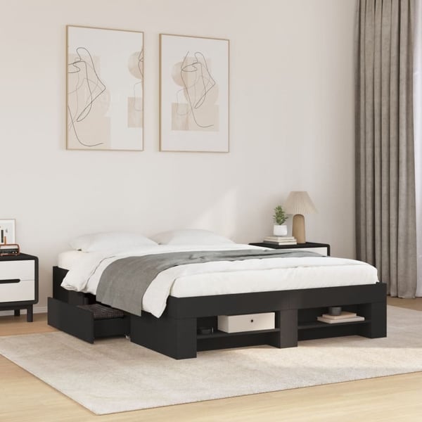 vidaXL sengestel 120x190 cm konstrueret træ sort