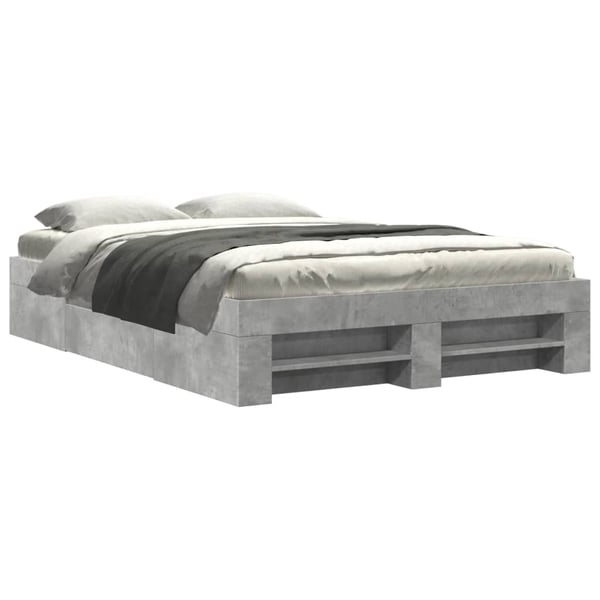 vidaXL Sengeramme betonggrå 140x190 cm konstruert tre