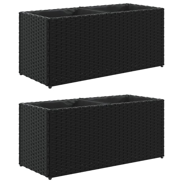 vidaXL Plantekasser med 2 potter 2 stk svart 72x30x32 cm polyrotting