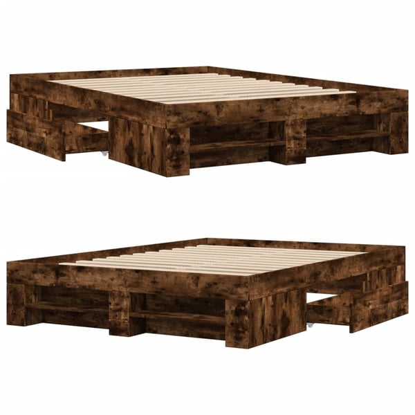 vidaXL sengestel 120x200 cm konstrueret træ røget eg