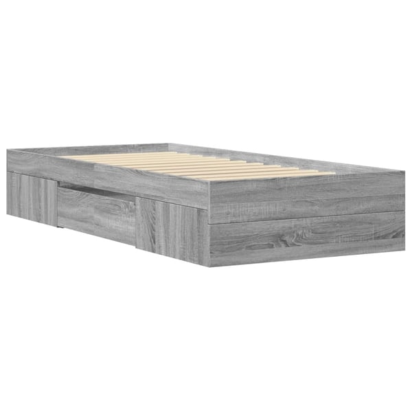 vidaXL Sengeramme grå sonoma 90x200 cm konstruert tre
