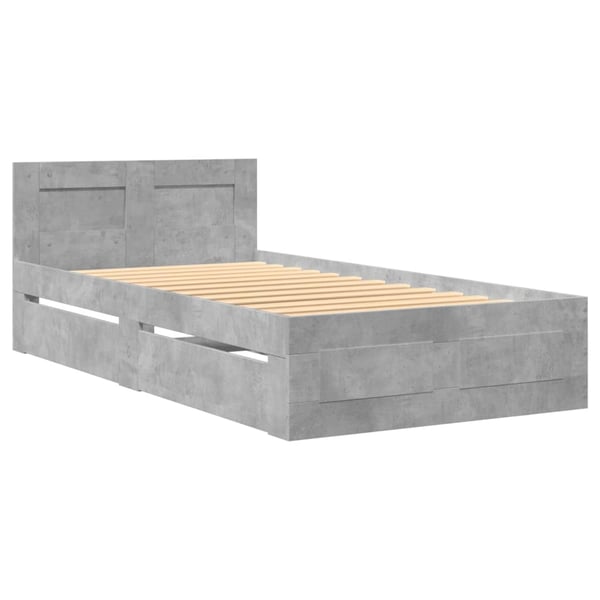 vidaXL Sengeramme med hodegavl betonggrå 75x190 cm konstruert tre