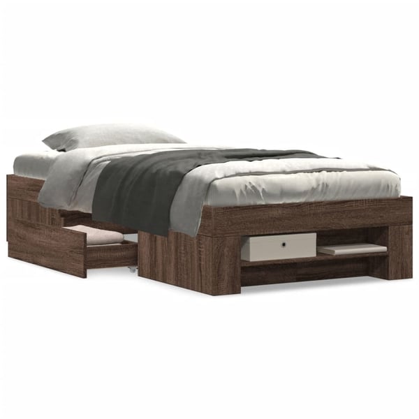 vidaXL Sengeramme uten madrass brun eik 75x190 cm konstruert tre