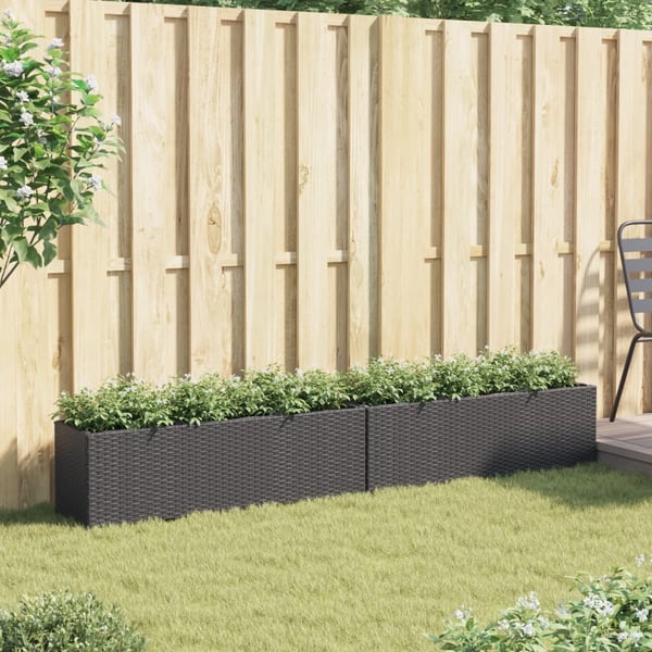 vidaXL Plantekasser med 3 potter 2 stk svart 105x30x32 cm polyrotting