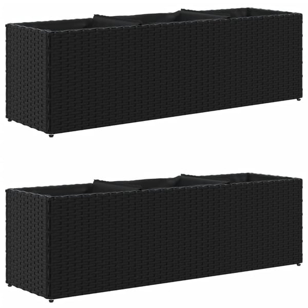 vidaXL Plantekasser med 3 potter 2 stk svart 105x30x32 cm polyrotting