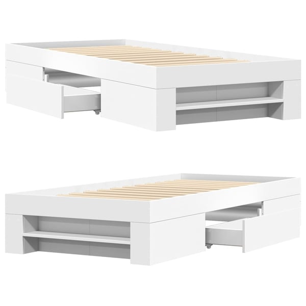 vidaXL Sengeramme hvit 90x200 cm konstruert tre