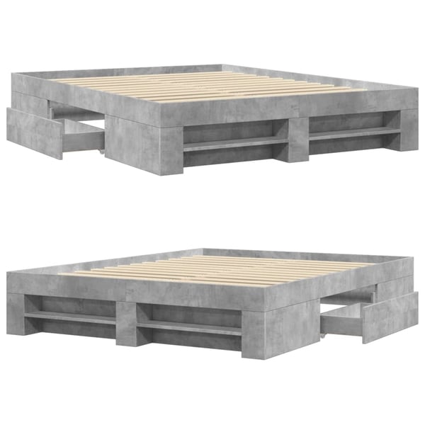 vidaXL Sengeramme uten madrass betonggrå 160x200 cm konstruert tre