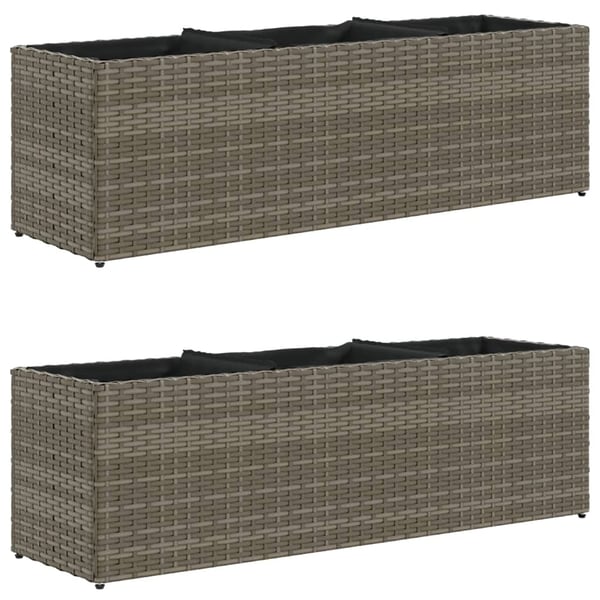vidaXL Plantekasser med 3 potter 2 stk grå 105x30x32 cm polyrotting