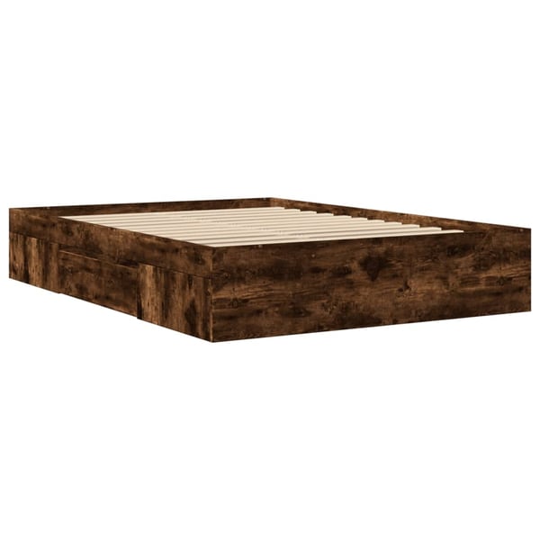 vidaXL sengestel 120x190 cm konstrueret træ røget egetræsfarve