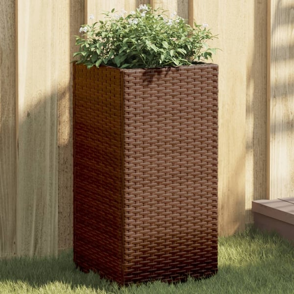 vidaXL Kukkalaatikot 2 kpl ruskea 30x30x60 cm polyrottinki