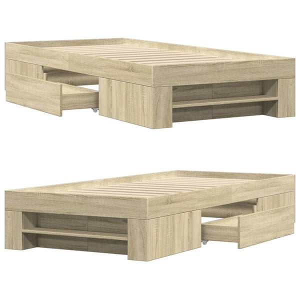 vidaXL Sengeramme uten madrass sonoma eik 90x190 cm konstruert tre