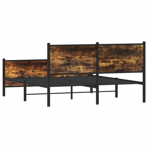 vidaXL Sengeramme i metall uten madrass røkt eik 137x190 cm