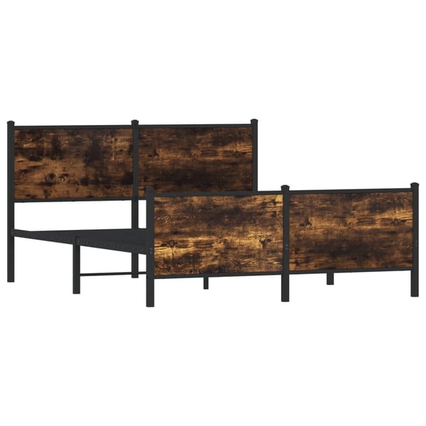 vidaXL Sengeramme i metall uten madrass røkt eik 137x190 cm