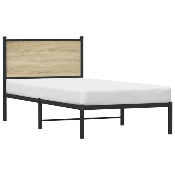 vidaXL sengeramme uden madras 75x190 cm metal sonoma-eg