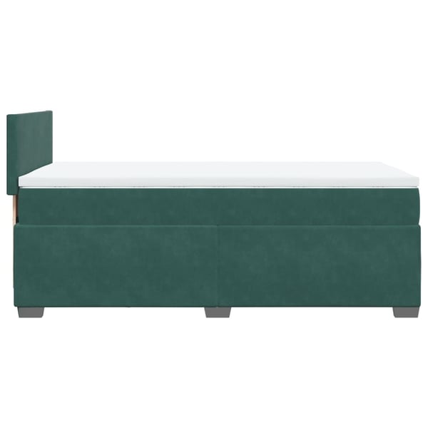 vidaXL Ramsäng med madrass mörkgrön 90x190 cm sammet