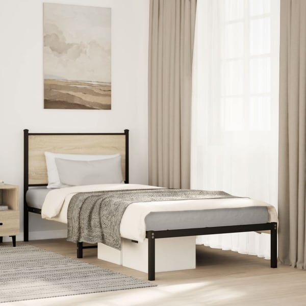 vidaXL sengeramme uden madras 90x190 cm metal sonoma-eg