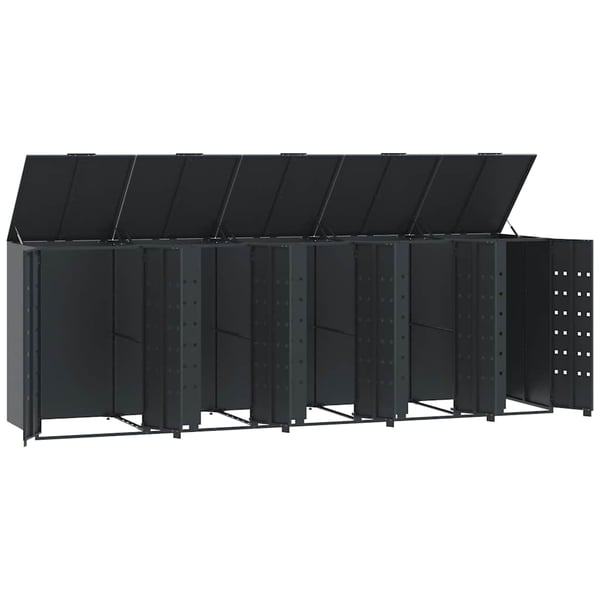 vidaXL Søppeldunkskur for 5 dunker antrasitt 345x79x117 cm stål