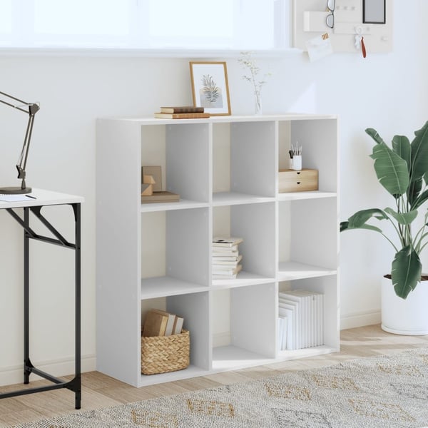 vidaXL Bokhylla vit 102x32x102 cm konstruerat trä