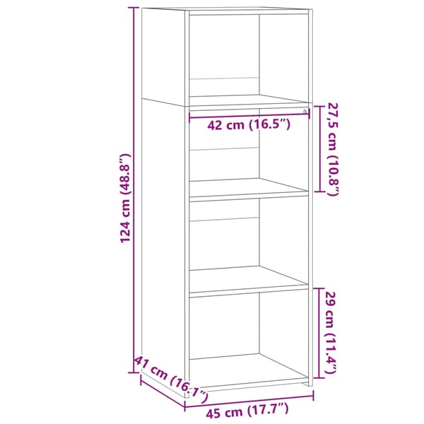 vidaXL Hylle røkt eik 45x41x124 cm konstruert tre