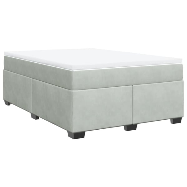 vidaXL Ramsäng med madrass ljusgrå 140x200 cm sammet
