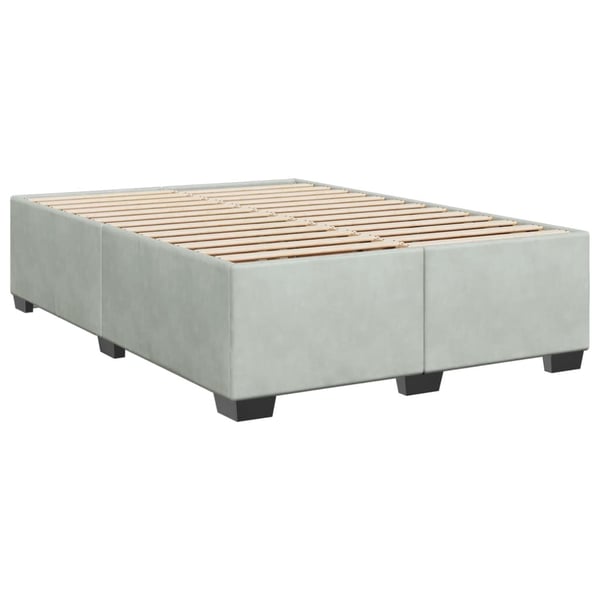 vidaXL Ramsäng med madrass ljusgrå 140x200 cm sammet