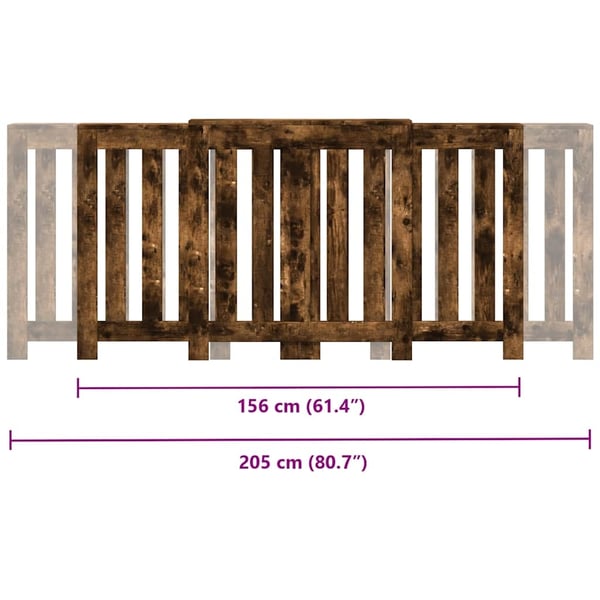 vidaXL Radiatordeksel røkt eik 205x21,5x83,5 cm konstruert tre