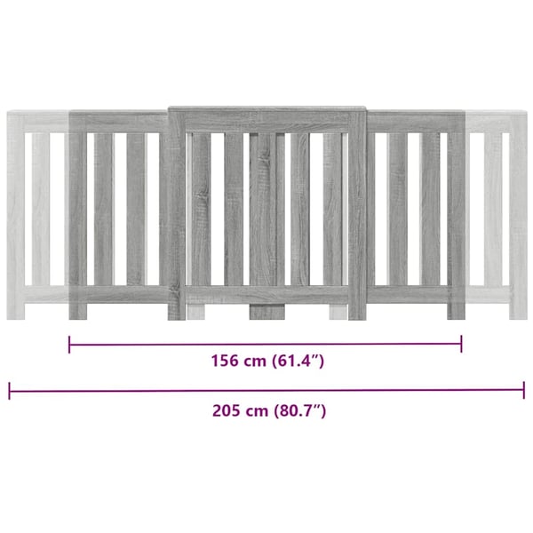 vidaXL Radiatordeksel grå sonoma 205x21,5x83,5 cm konstruert tre