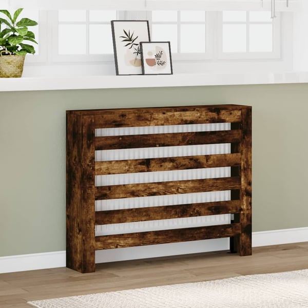 vidaXL radiatorskjuler 104x20x82 cm konstrueret træ røget egetræsfarve