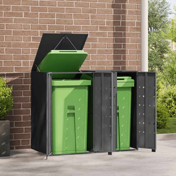 vidaXL Søppeldunkskur for 2 dunker antrasitt 138x79x117 cm stål