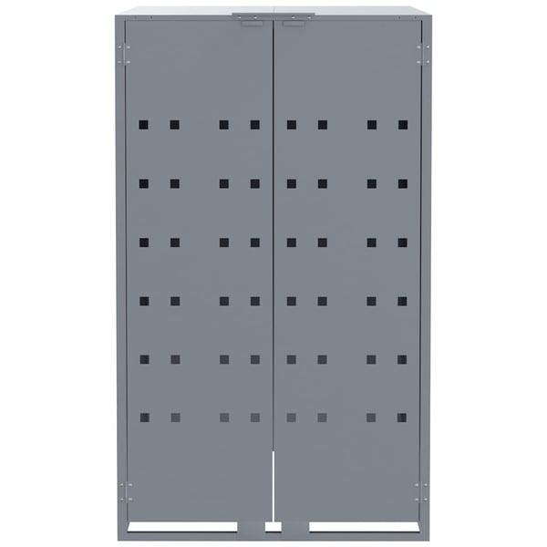 vidaXL Søppeldunkskur for 5 dunker grå 345x79x117 cm stål