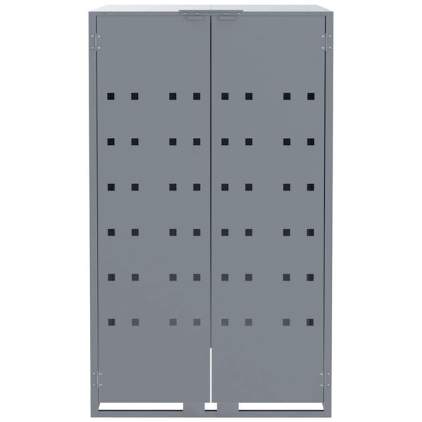 vidaXL Søppeldunkskur for 4 dunker grå 276x79x117 cm stål