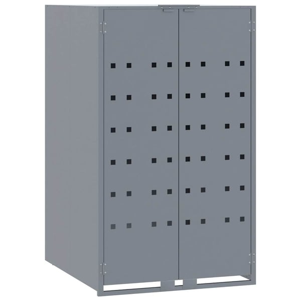 vidaXL Søppeldunkskur for 4 dunker grå 276x79x117 cm stål
