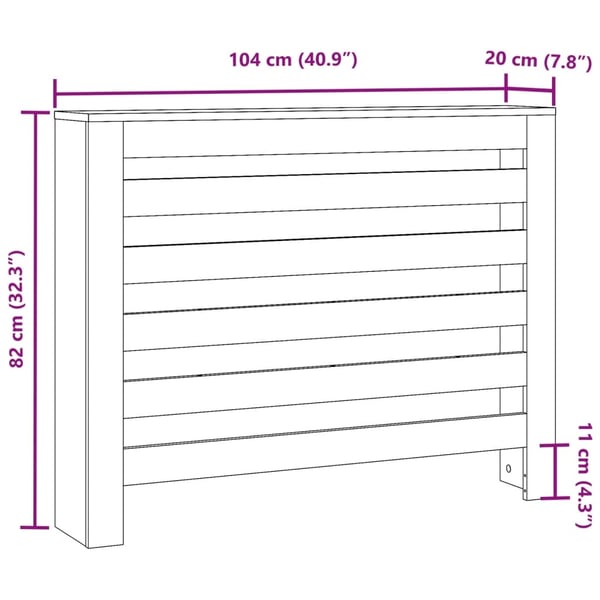 vidaXL Radiatordeksel sonoma eik 104x20x82 cm konstruert tre