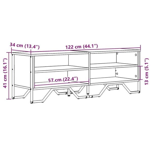 vidaXL TV-benk røkt eik 122x34x41 cm konstruert tre