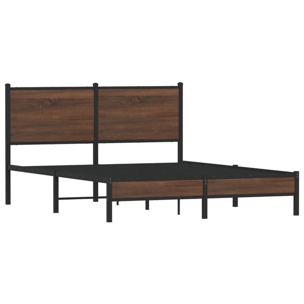 vidaXL Sengeramme i metall uten madrass brun eik 137x190 cm