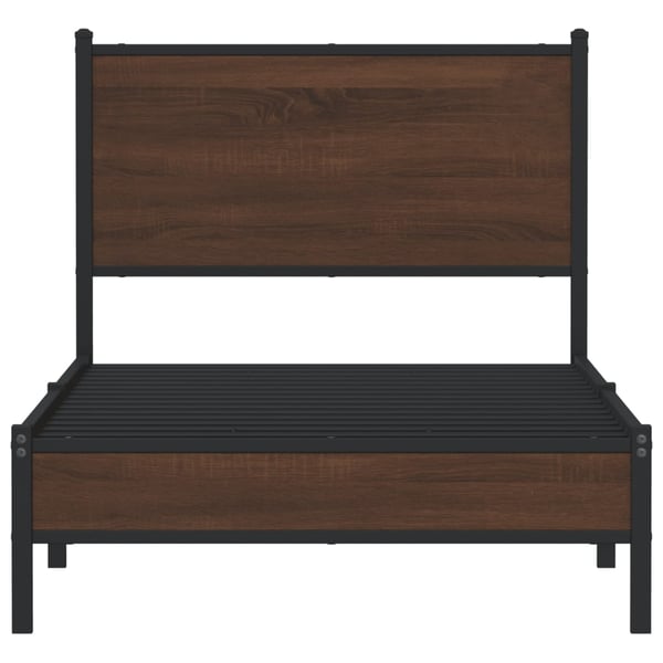 vidaXL Sengeramme i metall uten madrass brun eik 90x190 cm