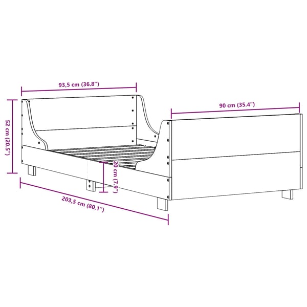 vidaXL Sengeramme uten madrass 90x200 cm heltre furu