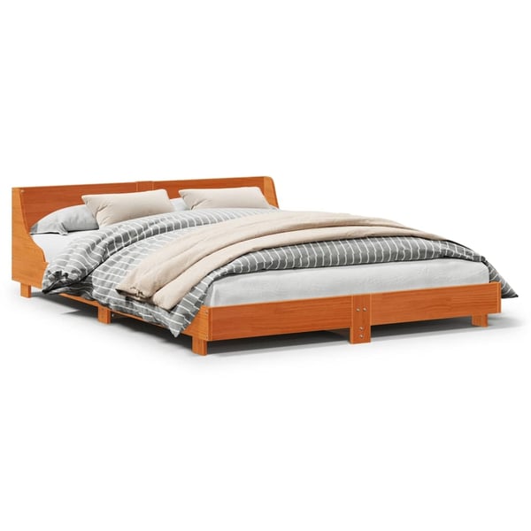 vidaXL Sengeramme uten madrass voksbrun 140x190 cm heltre furu