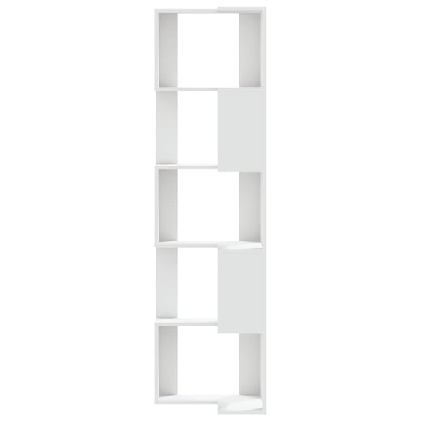 vidaXL Bokhylle for hjørne 5 etasjer hvit 50x50x179 cm konstruert tre