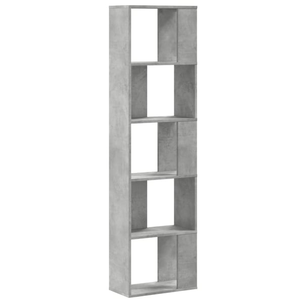 vidaXL Bokhylle 5 etasjer betonggrå 45x23,5x162,5 cm konstruert tre