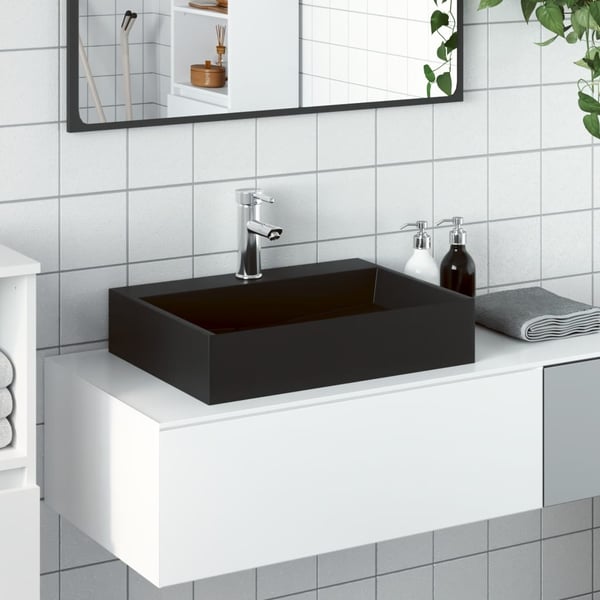 vidaXL Servant 50x38x11 cm mineralstøpt/marmorstøpt svart