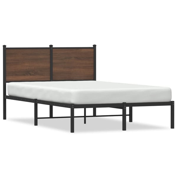 vidaXL Sengeramme i metall uten madrass brun eik 120x190 cm