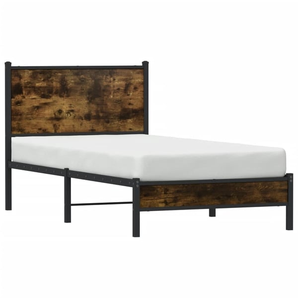 vidaXL Sengeramme i metall uten madrass røkt eik 90x190 cm
