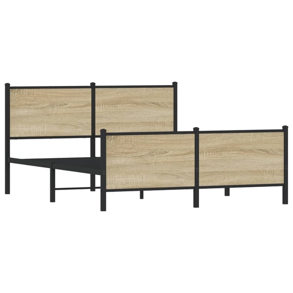 vidaXL Sengeramme i metall uten madrass sonoma eik 137x190 cm