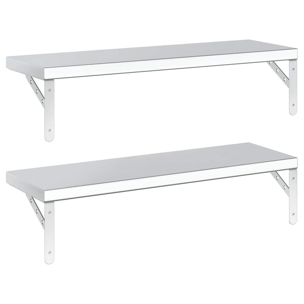 vidaXL Vegghyller 2 stk 75x23,5 cm sølv rustfritt stål