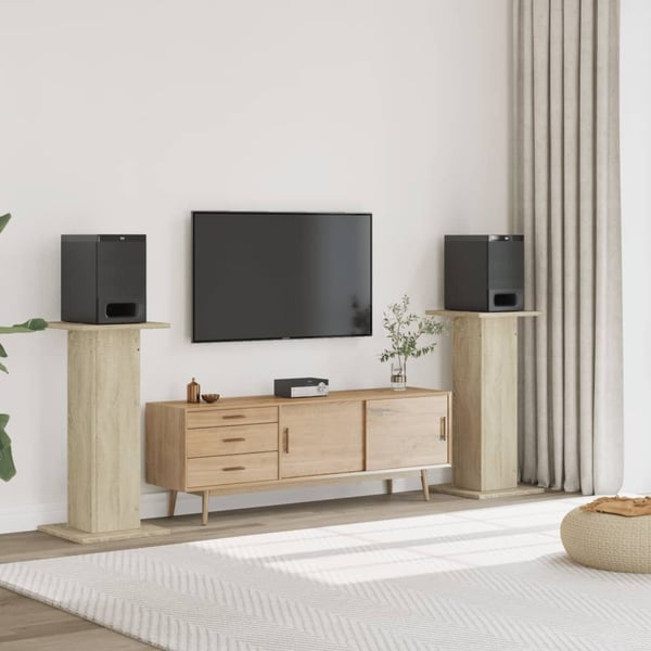 vidaXL Høyttalerstativ 2 stk sonoma eik 30x30x95 cm konstruert tre