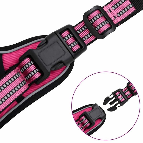 vidaXL Hundesele med bånd og krage justerbar rosa L