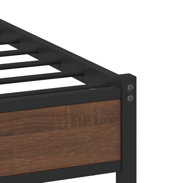vidaXL Sengeramme i metall uten madrass brun eik 107x203 cm